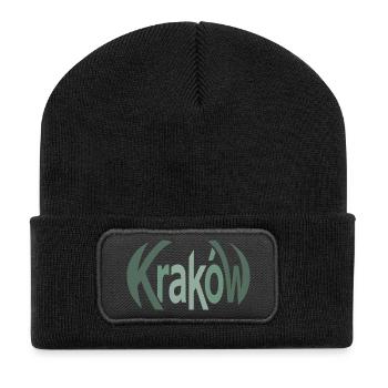 Krakau, Krakow Grün Typo - Recycelte Patch Beanie - Schwarz - Vorne