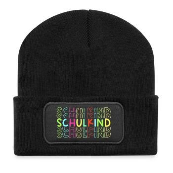 Schulkind neon - Einschulung coole Schulanfänger - Recycelte Patch Beanie - Schwarz - Vorne