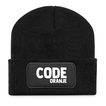 Code Oranje - Nederland - Netherlands Niederlande - Recycelte Patch Beanie - Schwarz - Vorne