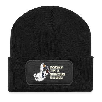 Sérieux Oie : Café, Cravate et Grit - Beanie recyclé à patch - noir - Devant
