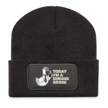 Serious Goose: Coffee, Tie & Grit - Recycled Patch Beanie - dark grey - Front