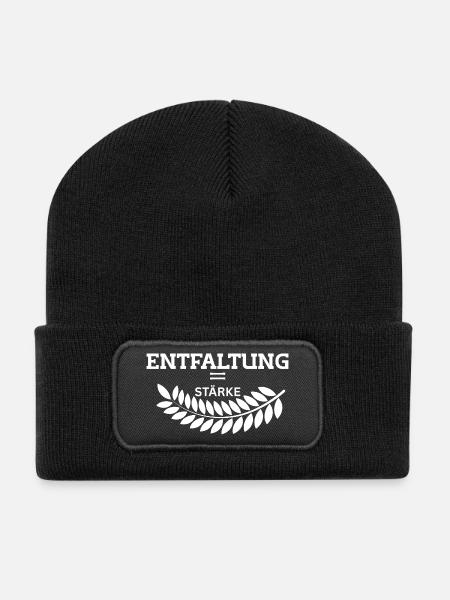 ENTFALTUNG – Deine wahre Stärke - Recycelte Patch Beanie - Schwarz