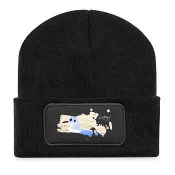 Wattvogel Nordsee Möwe - Recycelte Patch Beanie - Schwarz - Vorne