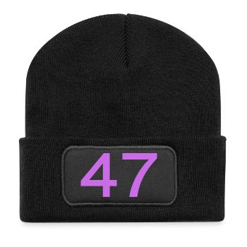 47 - Recycelte Patch Beanie - Schwarz - Vorne