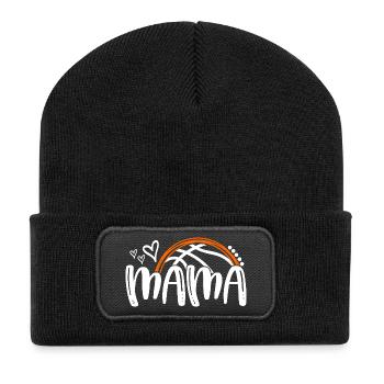 Mama Hoop Herz - Recycelte Patch Beanie - Schwarz - Vorne
