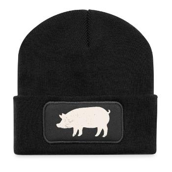 Cochon - Beanie recyclé à patch - noir - Devant