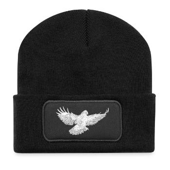 Art de silhouette de l’oiseau de proie en vol - Beanie recyclé à patch - noir - Devant