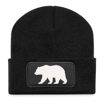 Silhouette d’ours - Beanie recyclé à patch - noir - Devant