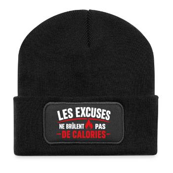 Excuses Ne Brûlent Pas Calories - Beanie recyclé à patch - noir - Devant