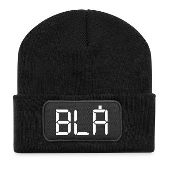 Blau - LCD - Recycelte Patch Beanie - Schwarz - Vorne