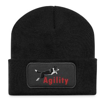 Agility-Logo "Jumping" - Recycelte Patch Beanie - Schwarz - Vorne