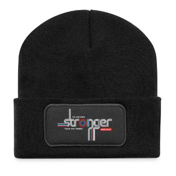 Plus fort que tu ne crois – Typo rétro - Beanie recyclé à patch - noir - Devant