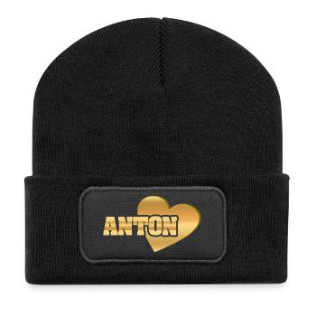 Anton als Love - Recycelte Patch Beanie - Schwarz - Vorne