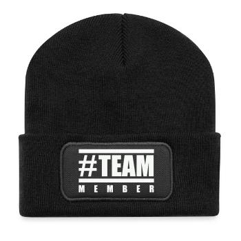 team_member_hashtag- - Recycelte Patch Beanie - Schwarz - Vorne
