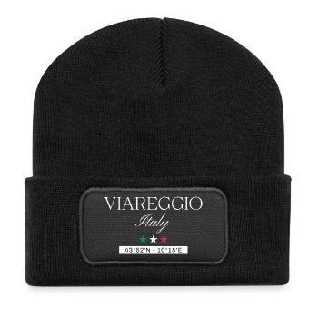Viareggio Italien Souvenir – Reise minimalistisch - Recycelte Patch Beanie - Schwarz - Vorne