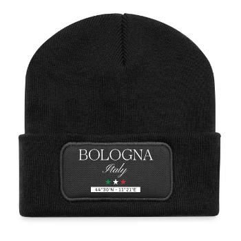 Bologna Italien Souvenir – Reise minimalistisch - Recycelte Patch Beanie - Schwarz - Vorne