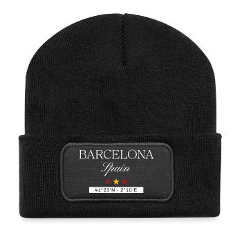 Barcelona Spanien Souvenir – Reise minimalistisch - Recycelte Patch Beanie - Schwarz - Vorne