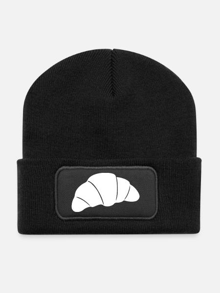 Weißes Croissant T-shirt Geschenkidee für Bäcker  - Recycelte Patch Beanie - Schwarz