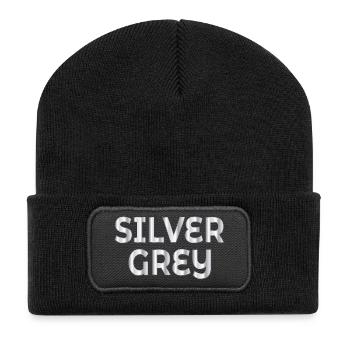 Silbergrau - Recycelte Patch Beanie - Schwarz - Vorne