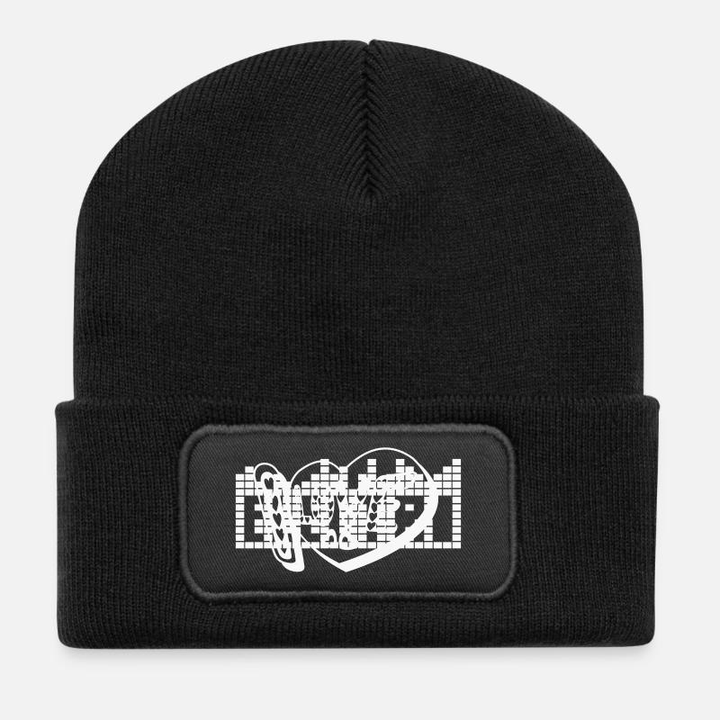 love i - Recycelte Patch Beanie - Schwarz