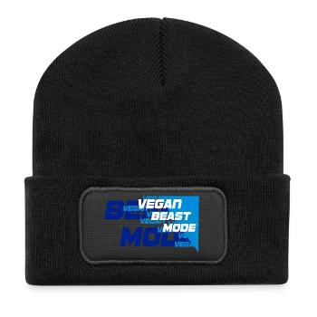 Vegan Beast [blue] - Recycelte Patch Beanie - Schwarz - Vorne