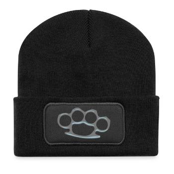 knuckle duster - Recycelte Patch Beanie - Schwarz - Vorne