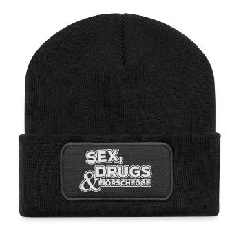 Sex Druggs & Eiorschegge - Recycelte Patch Beanie - Schwarz - Vorne