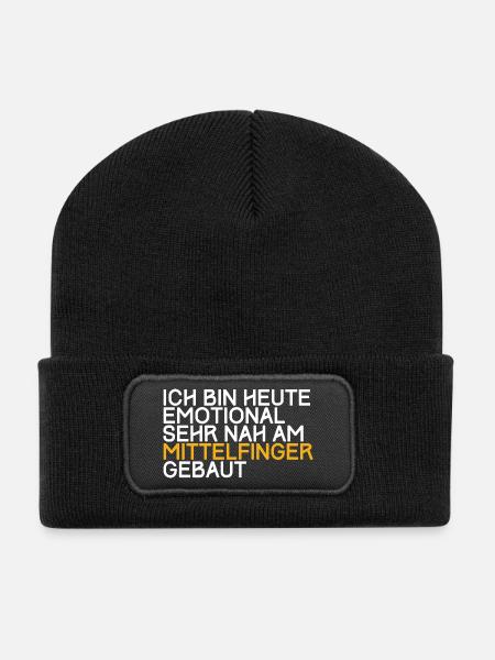 Emotional sehr nah am Mittelfinger gebaut - Recycelte Patch Beanie - Schwarz