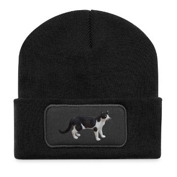 chat chat - Beanie recyclé à patch - noir - Devant