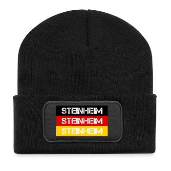 STADT STEINHEIM, DEUTSCHLAND - Recycelte Patch Beanie - Schwarz - Vorne