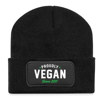 Vegan proud since 2011 proud vegan - Recycled Patch Beanie - black - Front