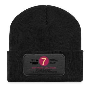 New York City U-Bahn Subway 7 Manhattan Queens NYC - Recycelte Patch Beanie - Schwarz - Vorne