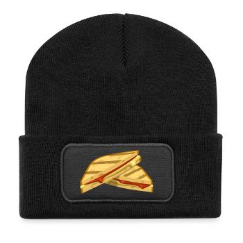 sandwich toast toaster breakfast fruehstueck23 - Recycelte Patch Beanie - Schwarz - Vorne