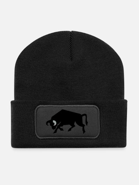 bull_2 - Beanie recyclé à patch - noir