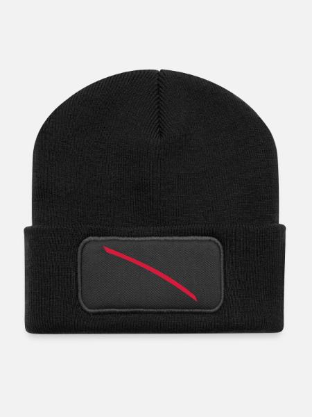 Rote Linie - Recycelte Patch Beanie - Schwarz