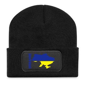 ukraine_umriss_flagge_50 - Beanie recyclé à patch - noir - Devant