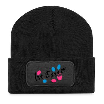 1er Pâques txt easter eggs - Beanie recyclé à patch - noir - Devant