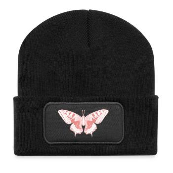 Papillon Rose Éthérée - Beanie recyclé à patch - noir - Devant