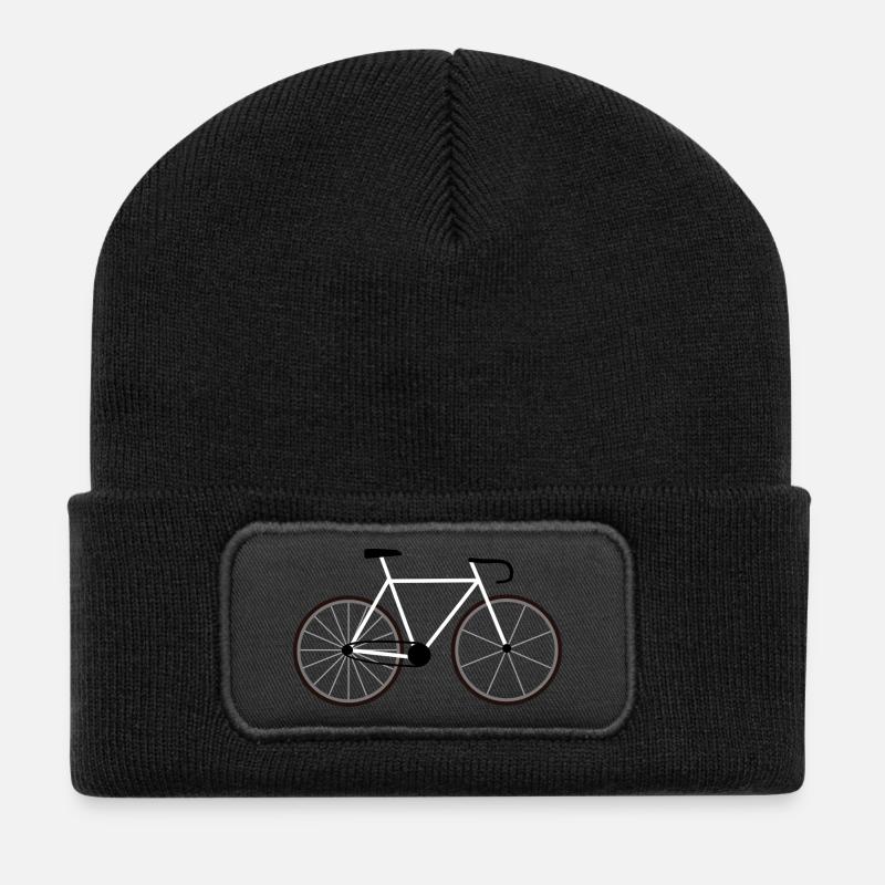 Rennrad Bike weiß white - Recycelte Patch Beanie - Schwarz