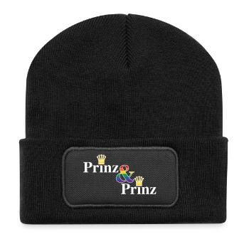 Prinz & Prinz 2 - Recycelte Patch Beanie - Schwarz - Vorne
