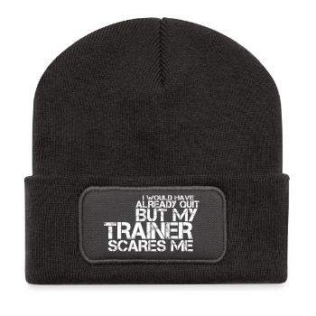 Entraînement, énonciations de forme physique, sports, énonciations drôles - Beanie recyclé à patch - charbon - Devant
