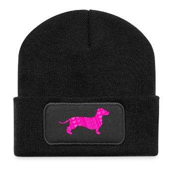 J'aime mon Teckel - Beanie recyclé à patch - noir - Devant