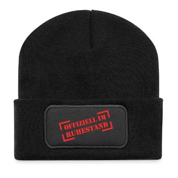 Offiziell Im Ruhestand | Für Rentner & Pensionär - Recycelte Patch Beanie - Schwarz - Vorne