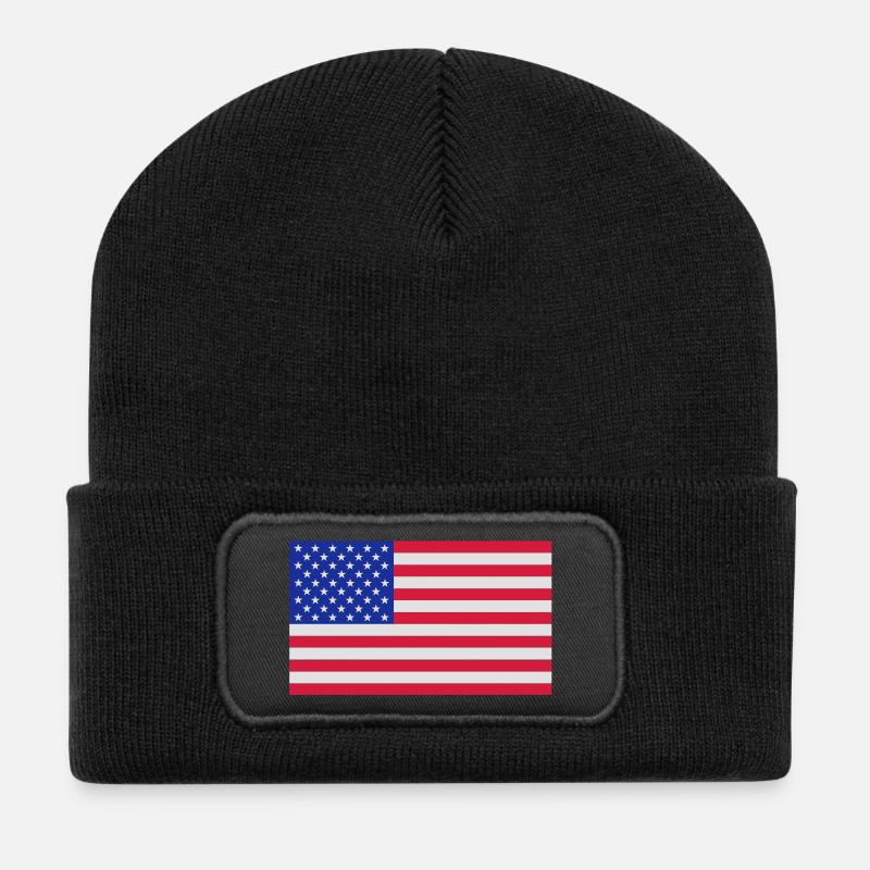 drapeau_etats_unis - Beanie recyclé à patch - noir