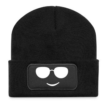 sunglasses smile black - Recycelte Patch Beanie - Schwarz - Vorne