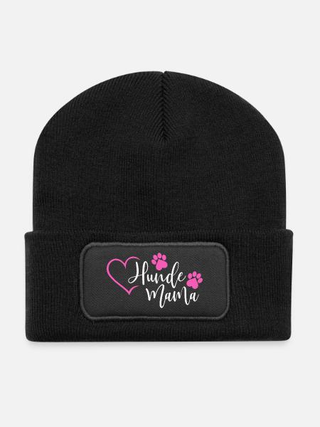 Hund Hunde Mama Hundemama - Recycelte Patch Beanie - Schwarz