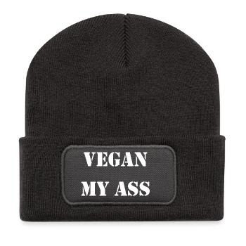 vegan my ass - Recycelte Patch Beanie - Dunkelgrau - Vorne