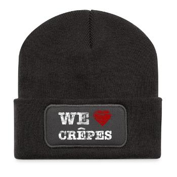 "We love Crepes" vintage light - Recycelte Patch Beanie - Dunkelgrau - Vorne