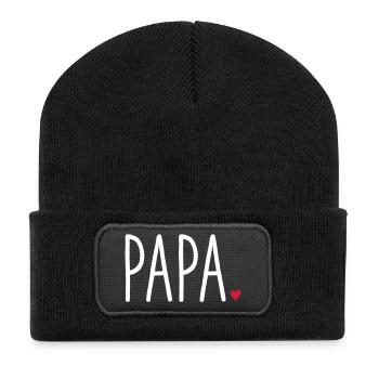 Papa Herz - Geschenk Vatertag Liebe Familie - Recycelte Patch Beanie - Schwarz - Vorne