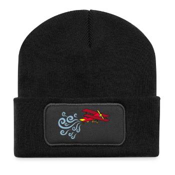 Avion vintage - Beanie recyclé à patch - noir - Devant